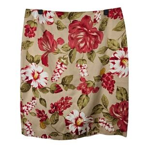 VTG Talbots Collection Women Floral Print Silk Cotton Knee Length Skirt Size‎ 12